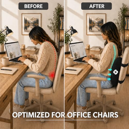 Samsonite Lumbar Support Pillow for Office Chair, Lower Back Support for Car, Back Pillow Desk Chair Cushion with Memory Foam, Improved Posture Backrest - color: Black Mesh