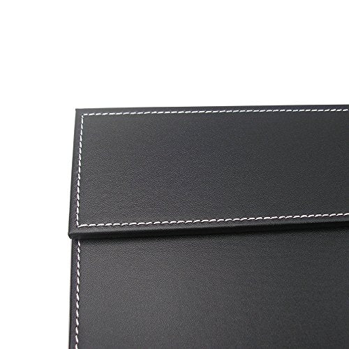 KINGFOM Ultra-Smooth PU Leather Desk Pad & Mat Office Desk Drawing & Writing Board A3/ A4 File Paper Clip Table Protector Mat on Top Large 24''x18'' (Black) - color: Black-a005