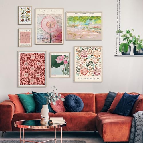 Habseligkeit Flower Posters for Room Aesthetic, Boho Wall Art Prints, Unique Vintage Wall Decor Aesthetic Eclectic Home Decor Bedroom Living Room Unframed, Set of 7