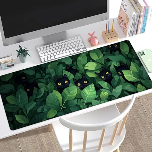 Desk Pad, Cute Anime Cats in Green Leaves XXL Gaming Mouse Pad with Stitched Edges,Non-Slip Waterproof Rubber Base Large Desk Mat for Keyboard and Mouse 35.4"x15.7" - color: Colour13, size: 35.4" x 15.7"