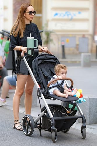 New Stroller Cup Holder for Stanley Quencher H2.0 (30 & 40 Oz. Models), Also Compatible with Stanley IceFlow (20 & 30 Oz. Models) - Black - color: black