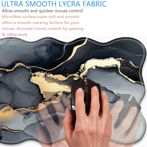 Bxgolkgd Desk Mat Set,Mouse Pad with Keyboard Wrist Rest & Mouse Wrist Rest,Wave-Shaped Design,Non-Slip Rubber Base,Ergonomic Desk Mat for Home,Office,Gaming,Marble - color: Marble