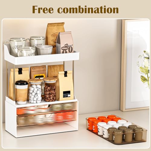 caktraie Bathroom Organizers and Storage - 3 Drawers 2 Tier Makeup Organizer, Cosmetic Storage Drawer for Dresser Countertop and Bathroom Vanity for Large Skincare, Perfume, Amber - color: Amber, size: 1 PACK