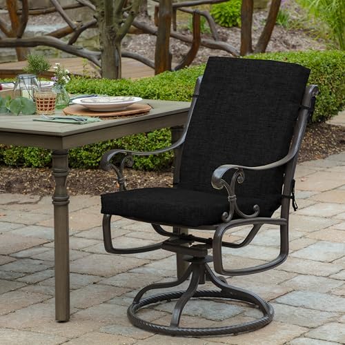 Arden Outdoor Midback Chair Cushion, 18 x 16.5, Rain-Proof, Fade Resistant Black Leala - color: Black Leala