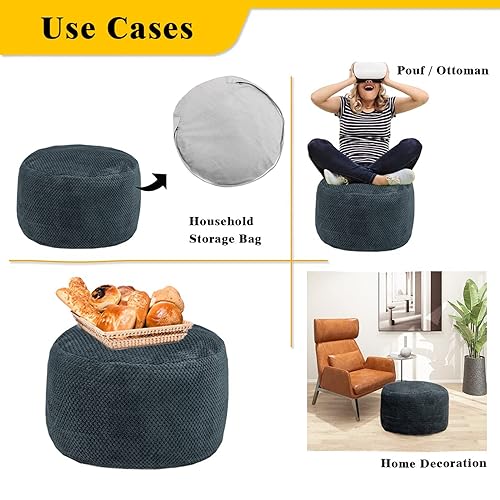 Asuprui Pouf Ottoman Unstuffed Ottoman Foot Rest No Filler Soft Foot Stool 20x20x12 Inches Fuzzy Chair Floor Pouf Chair with Storage for Living Room Bedroom Dark Gray - color: Dark Gray