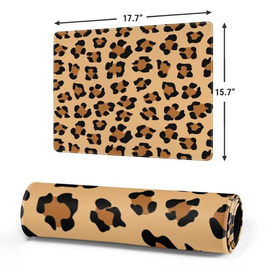 Skinit Medium Gaming Mouse Pad - Leopard Spots Print Design with Stitched Edges, Waterproof, Non-Slip Rubber Base, Desk Mat for Keyboard & Mouse, 17.7" x 15.75" inches - color: Brown - PTTRNS08, size: 17.7" x 15.75"