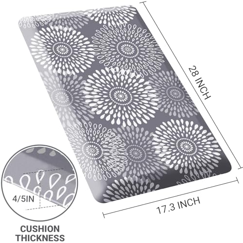 LuxStep Kitchen Mat Waterproof Kitchen Rugs for Floor Cushioned Anti-Fatigue Mat Non-Slip Standing Desk Mat Comfort Floor Mats for House Sink Office 17.3" x 28"-4/5 Inch Grey - color: Grey, size: 28"L x 17.3"W x 0.8"Th