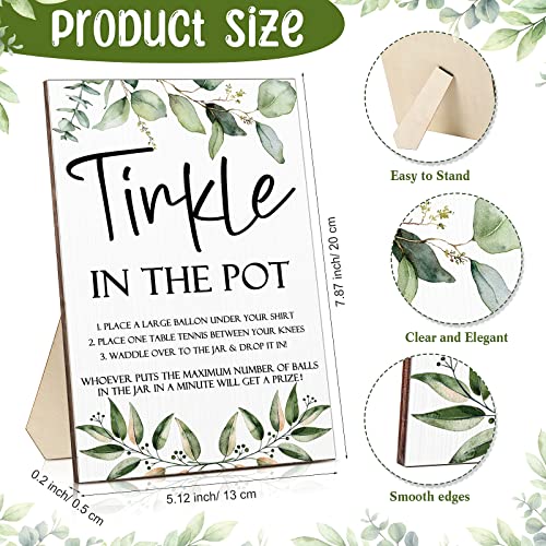 Tatuo 71 Tinkle in The Pot Baby Shower Game Sign Wooden Baby Shower Gender Reveal Party Favors 20 Table Tennis Balls 50 Balloon Latex Balloon(Leaves,Pink) - color: Pink, style: Leaves