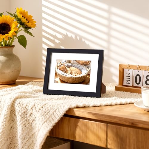 upsimples 6x8 Picture Frame, Display Pictures 3.5x5.5 with Mat or 6x8 Without Mat, Wall Hanging Photo Frame, Black, 1 Pack - color: Black, size: 6x8