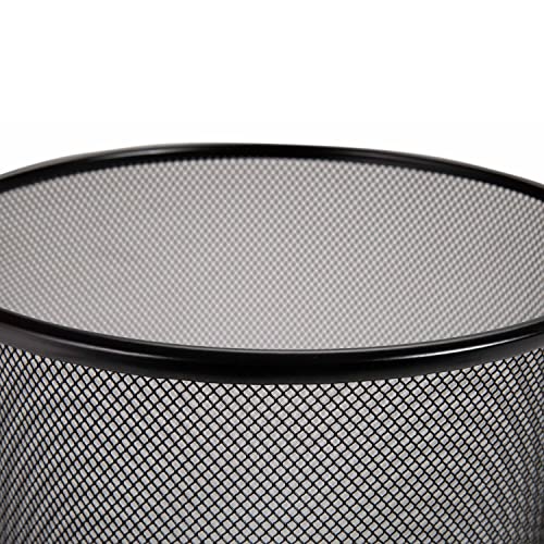 2-Pack 6-Gallon Round Steel Mesh Trash Can, Recycling Wastebasket, Black | Versatile and ventilated bin measures 13.75" high with a 11.5" top diameter - color: Black