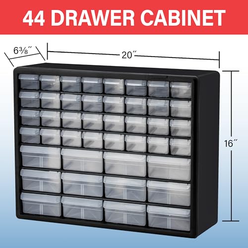 Akro-Mils 44-Drawer Plastic Drawer Storage Cabinet for Garage Organization, Bead Organizer, Building Bricks Storage, Teacher Toolbox, Makeup Organizer, 20" W x 6" D x 16" H, 10144 Yellow - color: Yellow, size: 44 Drawer, style: 1 Pack