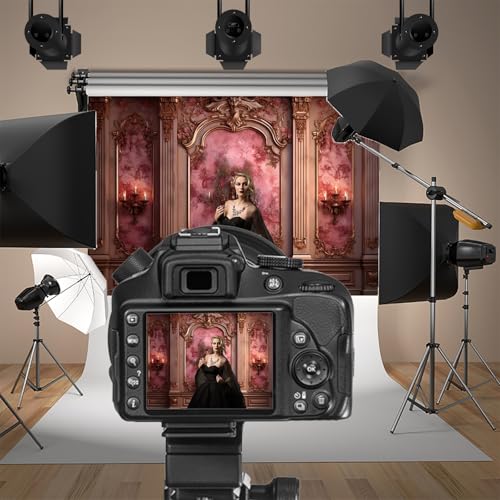 5x3ft Burgundy Room Wall Backdrops for Photography Vinatge Classic Interior European Castle Photo Background Empty Living Room Backdrop Birthday Wedding Party Decor Kids Adults Photo Props - color: Burgundy, size: 5x3ft