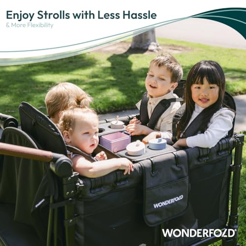 WONDERFOLD Flex Snack Tray for W4 Stroller Wagon with Convertible Cup Holders & Adjustable Sidewalls to Maximize Space, Easy to Install, Easy to Clean - size: W4 Flex