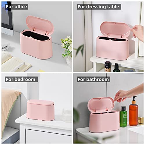 SUBEKYU 0.5 Gal Mini Countertop Trash Can with Lid for Desktop, Small Garbage Can for Office, Tiny Wastebasket,Pink - color: Pink 0.5 Gal with Lid