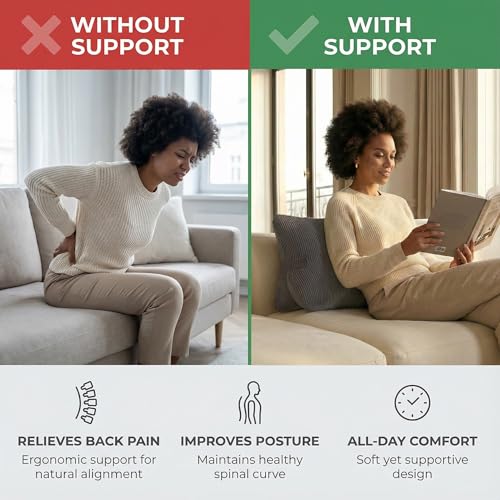 Pat. Pend. Corduroy Lumbar Support Backrest Pillow for Sitting & Reading, Ergonomic Triangle Cushion for Sofa, Armchair & Bed, Removable Cover, Dark Grey - color: Dark Grey