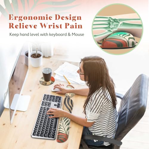 Gimars Enlarge Silky and Superfine Fabric Gel Memory Foam Keyboard Wrist Rest Set, Ergonomic Keyboard Mouse Wrist Support for Typing Pain Relief, Comfort for Office, Gaming, Computer-Morandi Orange - color: Morandi Orange, size: 3-piece set (keyboard rest