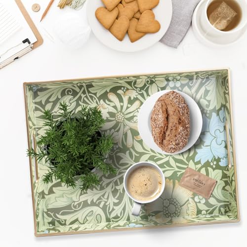 Spsyrine Serving Tray with Handles, Plastic Decorative Tray for Coffee Table, Living Room, Home Decor, 3040C - color: Multi C