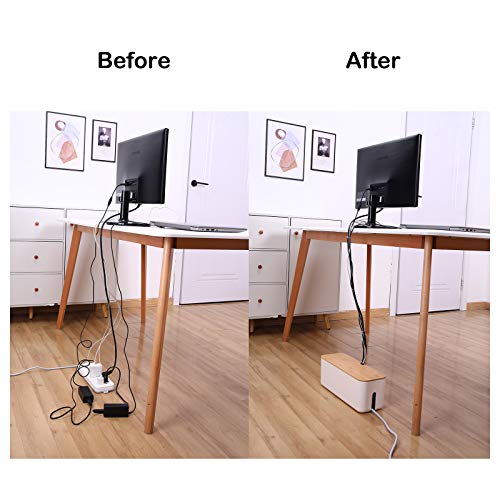 Changsuo Cable Management Box Set Cable Organizer Boxes for Extension Cord Power Stripe Surge Protector Wire Management Organizer Cover Hider for Desk Home Office Kitchen (Small & Large White) - color: White, size: Small & Large