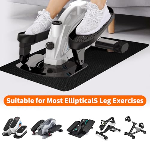 Double-Sided Non-Slip Workout Mat for Elliptical Machine, 23.6" x 17" Stepper Mat for Under Desk Ellipticals & Pedal Exercisers, Stability & Floor Protection, Vibration Plate Mat Compatible - size: 23.6"L x 17"W x 0.2"Th