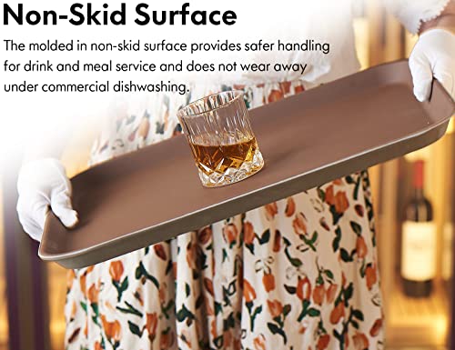 CURTA 2-Pack Restaurant Grade Non-Slip Tray, NSF, 18 Inch x 14 Inch, Plastic Rubber Lined Rectangular Serving Tray, Brown - color: Brown-rectangular, size: 14 Inch x 18 Inch