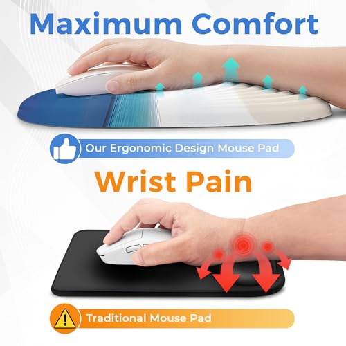Ergonomic Mouse Pad with Wrist Support, Memory Foam Wrist Rest for Pain Relief & Carpal Tunnel, Non-Slip Base for Office, Computer, PC, Laptop (12x8x1.2inch, Maldive Beach) - color: 10 Maldive Beach