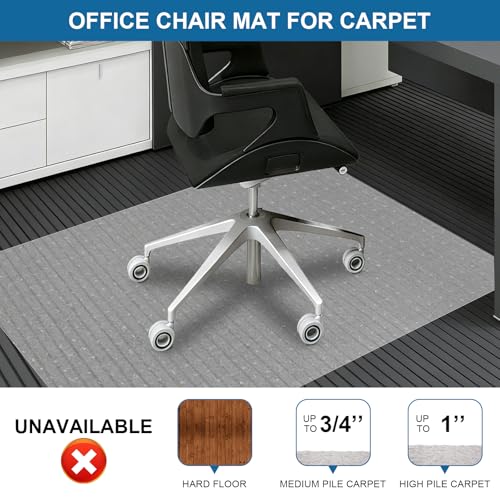 Clear Office Chair Mat for Carpet - 46"x60" Heavy-Duty Protection for Low Pile Carpets - Not Suitable for Hardwood Floors - size: 60×46inch