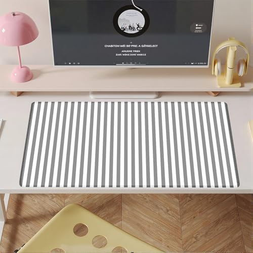 Gray Striped Desk Mat Cute Pastel XXL Large Gaming Mouse Pad Desk Pad Kawaii Aesthetic Home Office Decor Cozy Keyboard Laptop Computer Mat - color: A3- Gray