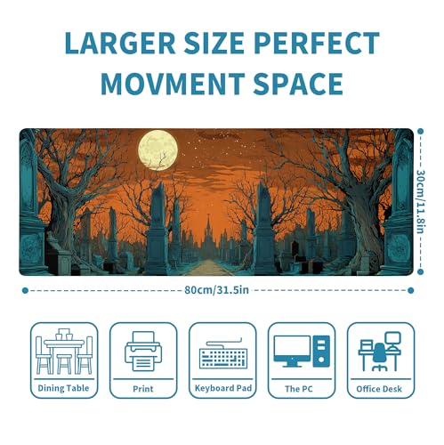 Dark Fantasy Castle Mouse Pad Extended Gaming Mouse Pad, XL Large Computer Laptop Keyboard Wireless Mouse Mat for Desk Extended Deskpad Mat Desk Decor for Office and Home 31.5x11.8 - color: Dark Fantasy Castle