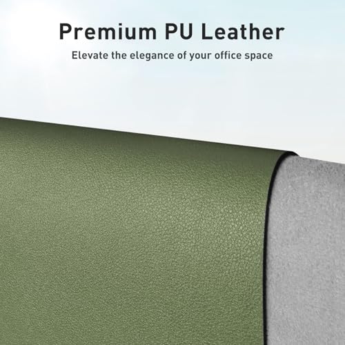 Aothia Desk Protector Mat, Mouse Pad, Non-Slip Waterproof PU Leather Desk Blotter, Laptop, Writing for Office and Home (23.6" x 13.7", Olive Green) - color: Olive Green, size: 23.6" x 13.7"