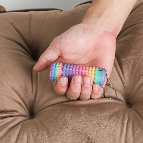 Little Ouchies Pain Stim Fidget Toy, 3D Printed Pocket Spiky Keychain with Clicker Button Spinner Sensory Toys for Anxiety Focus & Stress Reduction Novelty Gifts(L4) - color: L4
