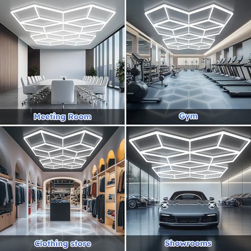 Large Hexagonal LED Lights - Overstock Hexagonal Lights for Garages, Stores, Conference Rooms, Auto Repair Shops - size: Hexagonal