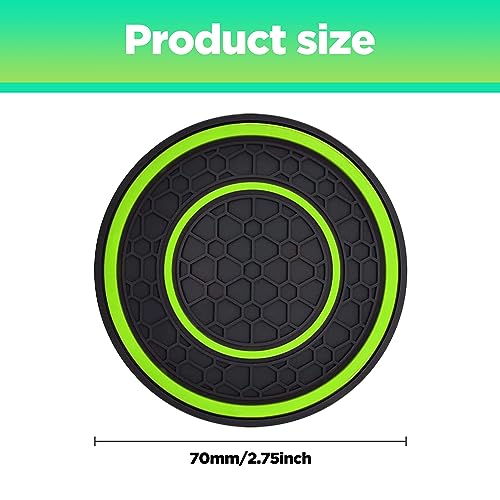 2 PCS Car Cup Holder Coaster,Car Coasters Cup Mats,2.75 Inch Universal Car Cup Coasters,Non-Slip Anti Dust Mats Cup Holder Insert Coaster, Suitable for Most Car Interior (Green) - color: Green
