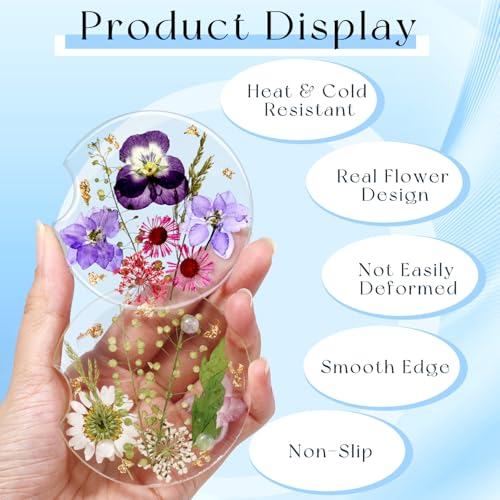 Swooflia Flower Car Cup Holder Coasters for Women - 2.75 Inch Cute Resin Clear Automotive Drink Cupholder Insert Car Accessories 2 Pack White Purple - color: White Purple