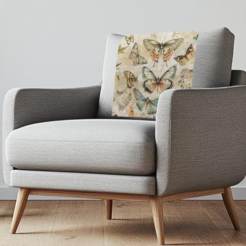 Butterfly Retro Recliner Headrest Cover Protector Fabric Recliner Couch Cover 2 Pack Washable Sofa Headrest Recliner Covers for Large Recliner Living Room Decor - color: Butterfly Retro