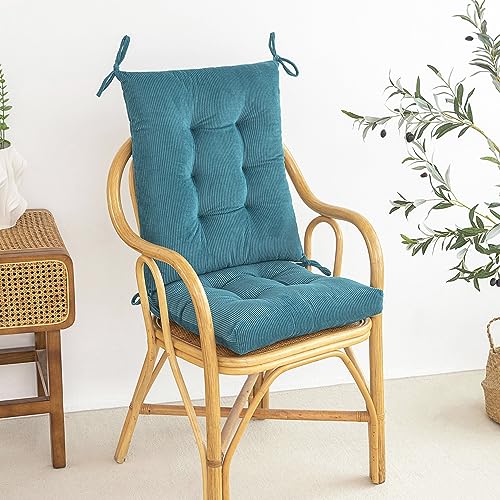 Outdoor Patio Cushion, Rocking Chair Cushion, Tufted Pads, Set of Upper and Lower with Ties Pack of 2 (2 Sets) - Back 20"×17", Seat 17"×17" (Blue) - color: Blue