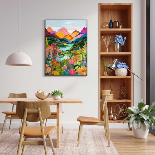 Colorful Abstract Watercolor Wall Art,Aesthetic Landscape Poster,Abstract Mountain Artwork,Scenery Floral Painting,Colorful Mountains Poster Print for Bedroom Living Room Dorm Decor 16x24Inch UnFramed - color: Colorful Mountain-1, size: 24"L x 16"W