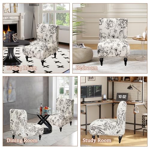 FUANGUI Armless Accent Chair Cover Slipcover, Stretch Spandex Chair Covers for Living Room Removable Washable for Armless Chair Furniture Protector - color: A2, size: 1pcs