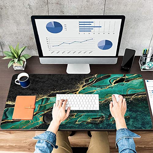 LATEEFAH Desk Mat, Mouse Pad with Wrist Rest, 4-in-1 Large Mouse Pads for Desk, Ergonomic Mouse Pad and Keyboard Wrist Rest Gaming Keyboard Mat for Office, Home - color: 4Pcs-Gold Green Marble