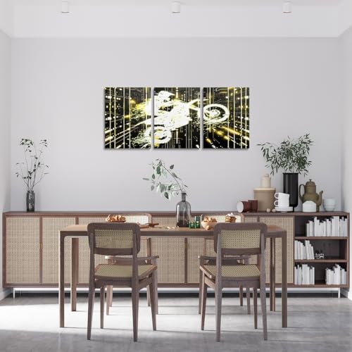 Feelyou Boys Girls Dirt Bike Canvas Wall Art for Living Room Bedroom Racing Motocross Picture Wall Decor Kids Motorcycle Wall Painting Posters Motorbike Teens Bathroom Wall Art 12"x16"x 3Pcs - color: Multi A14