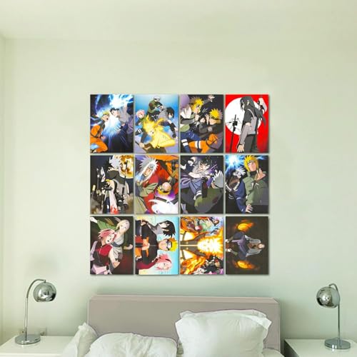 Naruto Posters for Room Decor - 12 Pc Bundle for Kids Teens Adults | 8.5" x 11" Shippuden Anime Wall Art Posters Set Plus Stickers - Naruto Decorations for Bedroom, Party Decor