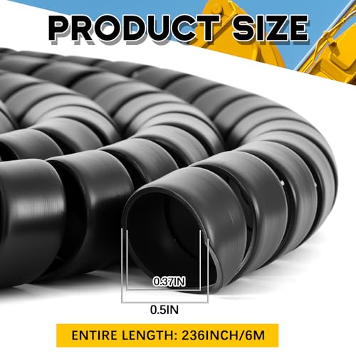 1 Pcs Spiral Wrap Cable Protector, Safe 1/2" Od x 20' Pre Cut Lengths Hydraulic Hose Protector Wrap to Avoid Wear and Extend Life for Hydraulic Pneumatic Hoses(Black) - color: Black, size: 1/2" Od X 20'