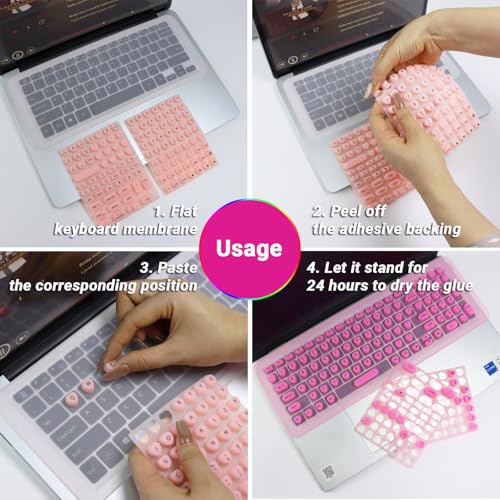 Long Nail Keyboard Stickers & Cover for Long Nails - 119 Keys Set, Fits 15-17 Inch Laptops, Portable Plastic Storage Case, Ideal Gift (Black) - color: Dark