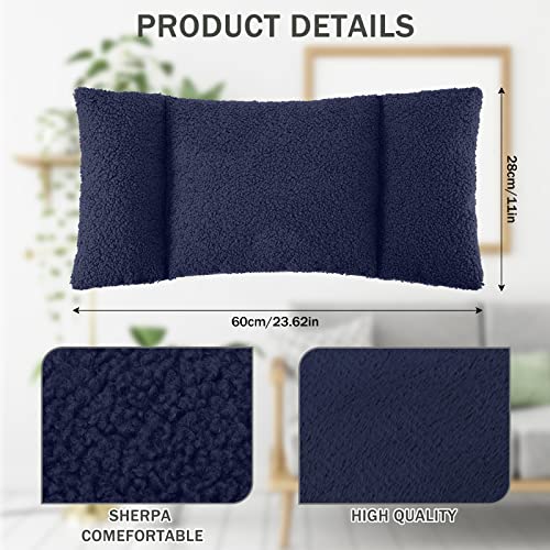 Queekay Fleece Lumbar Support Pillow 3 Section Back Pillow Office Chair for Back Support Comfortable Lumbar Cushion for Car Seat Pain Relief Sofa Rest(Deep Blue) - color: Deep Blue