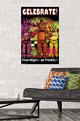 Trends International Five Nights at Freddy's - Celebrate Wall Poster, 22.375" x 34", Premium Poster & Mount Bundle - color: Premium Poster & Mount Bundle, size: 34"L x 22.4"W