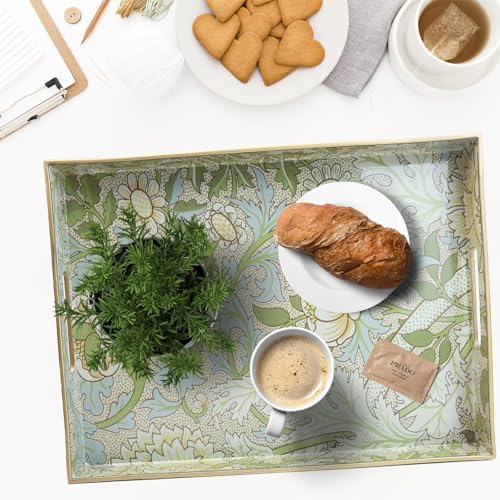 Spsyrine Serving Tray with Handles, Plastic Decorative Tray for Coffee Table, Living Room, Home Decor, Dianthus - color: Multi D
