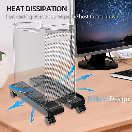 Adjustable Mobile CPU Stand, Ventilated Computer Tower Stand with 4 Caster Wheels Fits Most PC Tower, Under Desk CPU Holder PC Floor Cart Computer Riser for Gamers and Students (Large White) - color: Large White