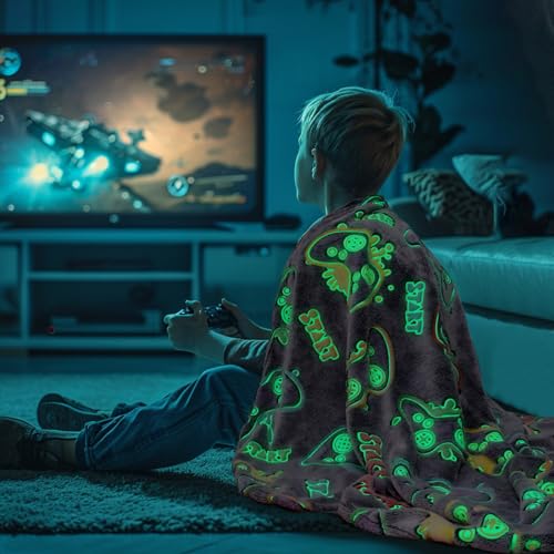 Gaming Gifts for Teen Boys Graduation, Glow in The Dark Gaming Blanket for Men Boyfriends Gamers, Soft Fleece Gamer Blanket for Kids, Birthday Gifts for Boys 60x80 inches - color: Game, size: Twin Size 60" x 80" (150 x 200 cm)