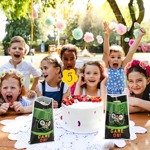 PintreeLand 40PCS Video Games Party Favor Bags, Game On Plastic Goodie Candy Treat Loot Gifts Bags for Video Game Themed Birthday Party Supplies Decoration