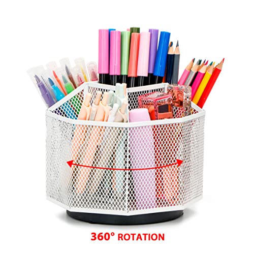 Exerz Desk Organiser/Mesh Desk Tidy Candy/Pen Holder/Multifunctional Organiser 360 Rotating - color: White