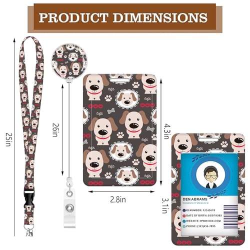 ID Badge Holder with Lanyard Fashionable ID Card Holders with Retractable Lanyards Soft Fiber Metal Clip Sturdy Buckle for Key Wallet Work Nurse Teacher (Cute Dog) - color: Cute Dog